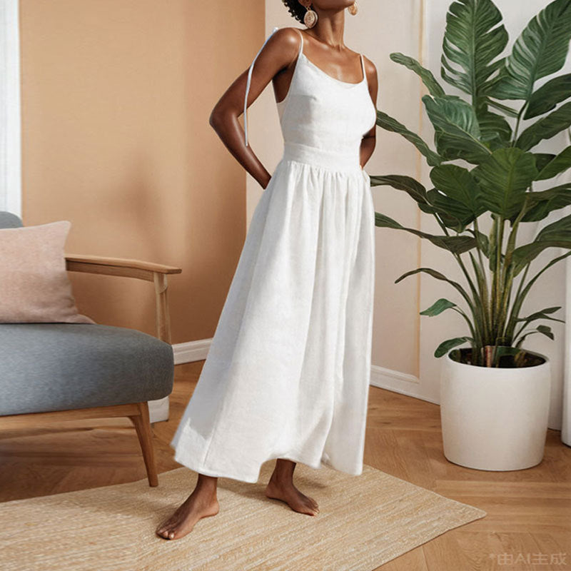 Robe Femme Été Col V Dos Nu et Fente