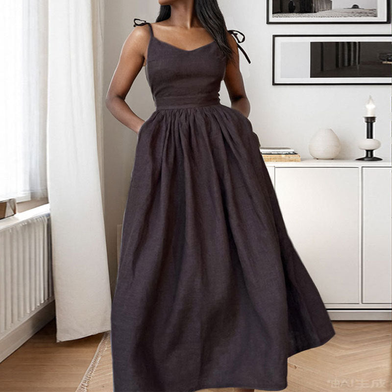 Robe Femme Été Col V Dos Nu et Fente