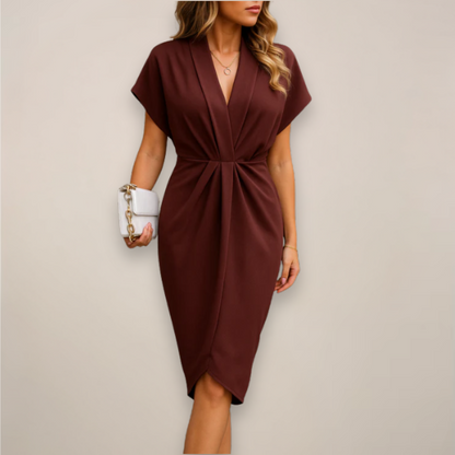 Robe Midi Courte Manche Élégante