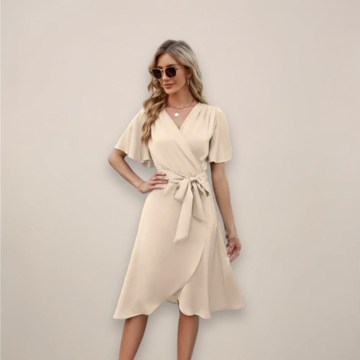 Robe Femme Courte avec Nœud au Devant
