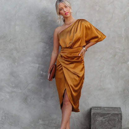 Robe femme épaule nue mini en jersey élégant