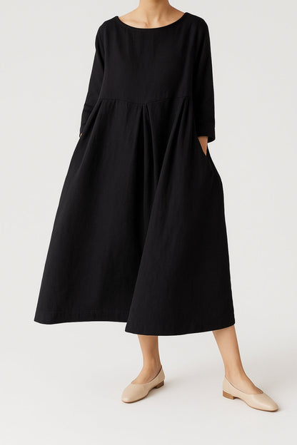 Robe Femme Décontractée Plis Devant