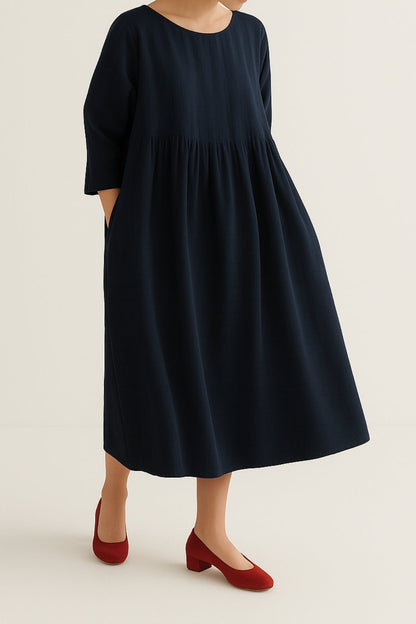 Robe Femme Décontractée Plis Devant