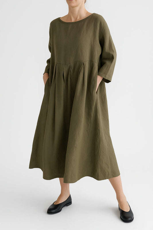 Robe Femme Décontractée Plis Devant - BerlinGlamour