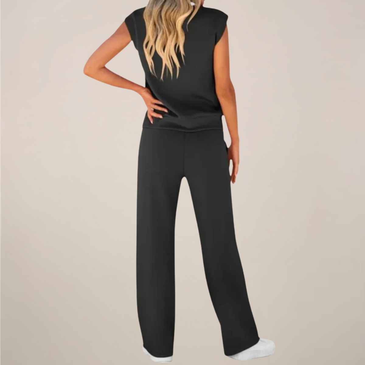Ensemble Top et Pantalon Femme Sans Manches avec Cordons