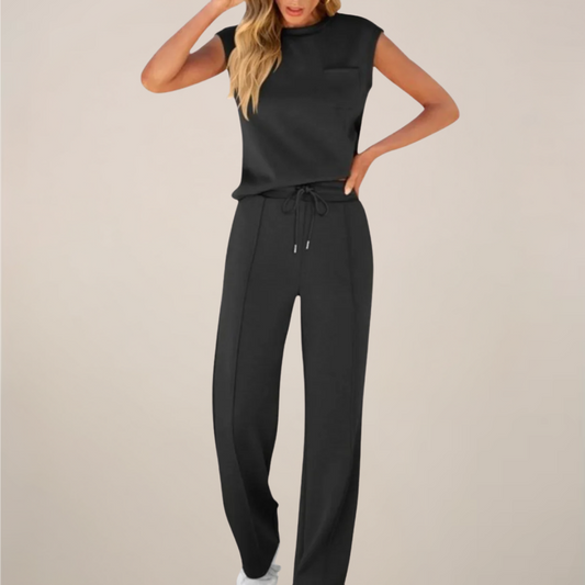 Ensemble Top et Pantalon Femme Sans Manches avec Cordons - BerlinGlamour