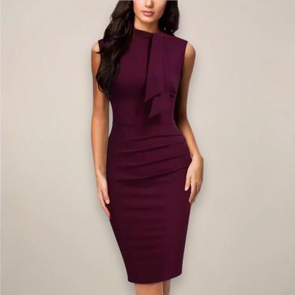 Robe Midi Femme Sans Manches Col Montant Élégante - BerlinGlamour