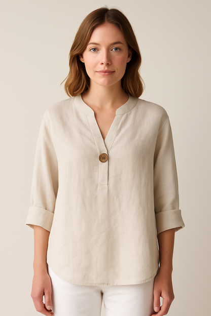 Blouse Femme Slim Fit V Décolleté avec Boutons - BerlinGlamour