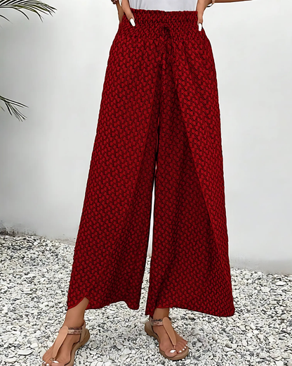 Pantalon femme décontracté imprimé floral vert olive