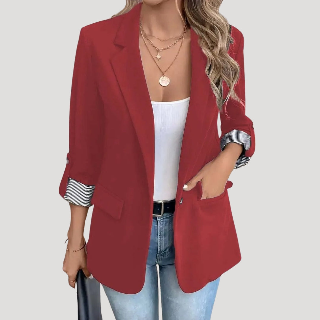 Blazer Femme Tailleur Slim Fit Manches Courtes