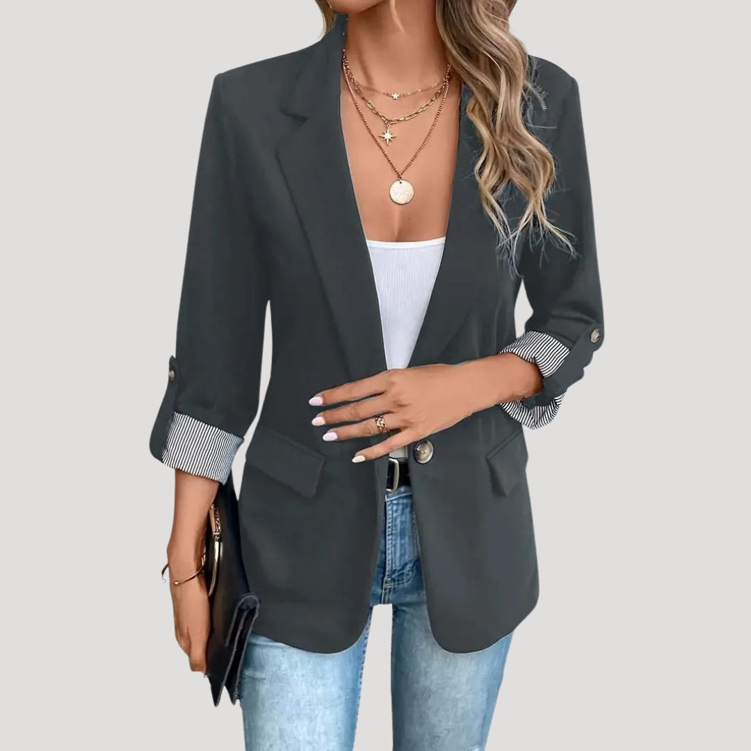 Blazer Femme Tailleur Slim Fit Manches Courtes