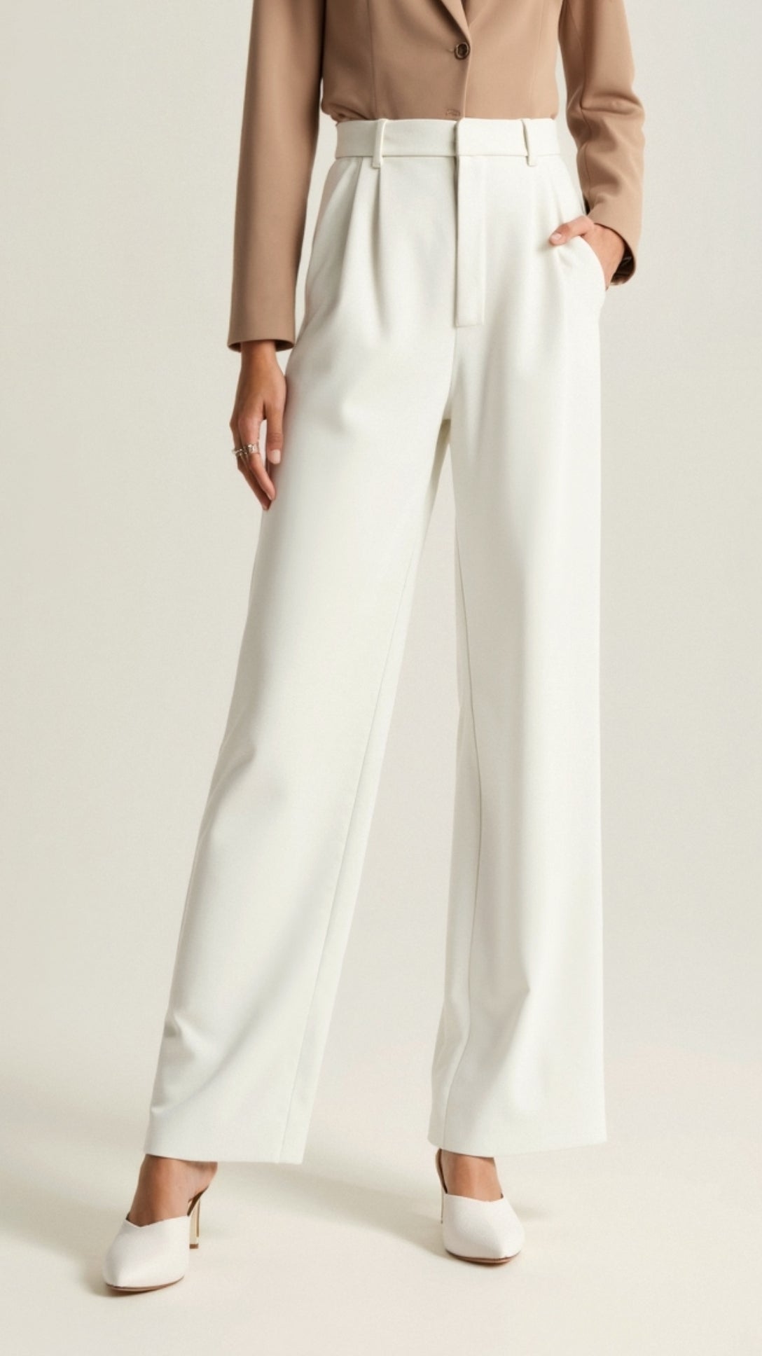 Pantalon Femme à Taille Haute et Jambes Larges