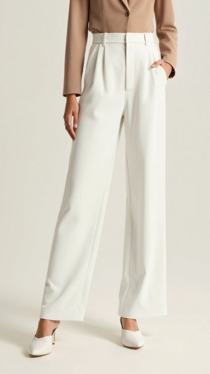 Pantalon Femme à Taille Haute et Jambes Larges