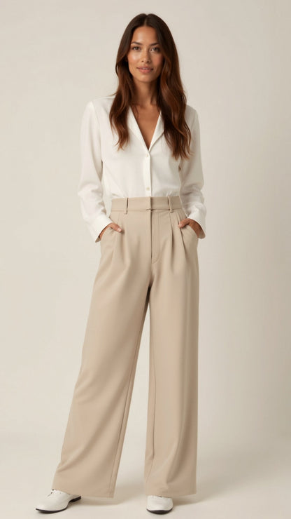 Pantalon Femme à Taille Haute et Jambes Larges - BerlinGlamour