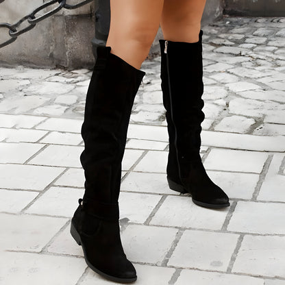 Bottes Cuir Femmes Brun Haut Talon Éclair