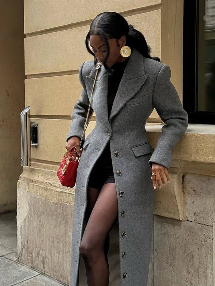 Manteau Femme Hiver Long en Laine avec Boutons - BerlinGlamour