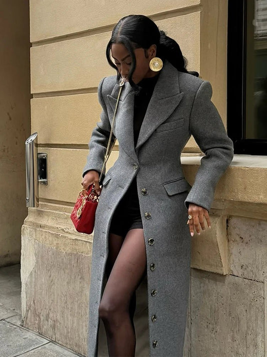 Manteau Femme Hiver Long en Laine avec Boutons - BerlinGlamour