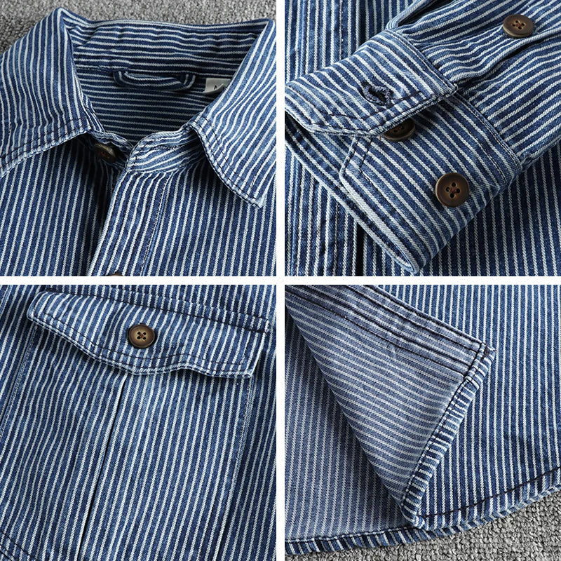 Chemise Denim Homme Vintage Style Décontracté