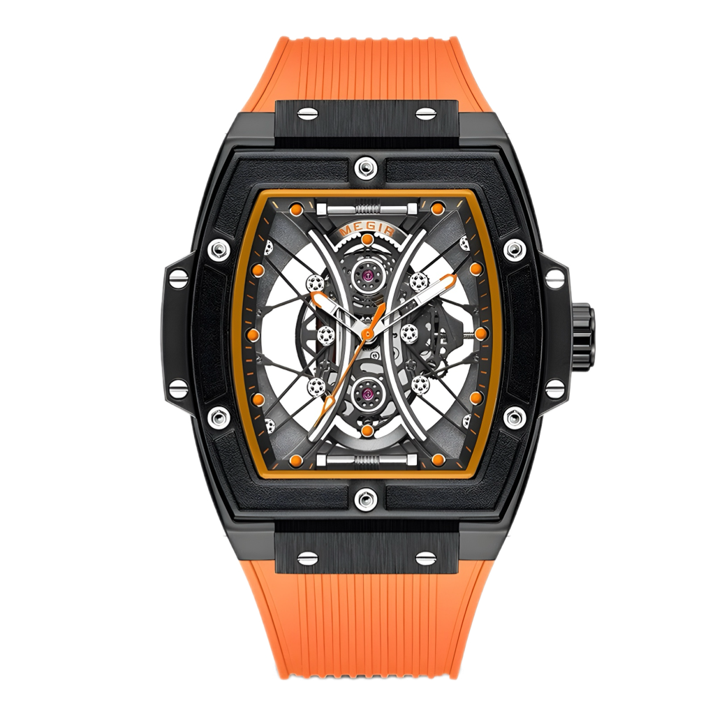 Montre Homme Élégante 45mm Noir Cuir