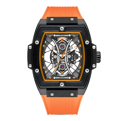 Montre Homme Élégante 45mm Noir Cuir
