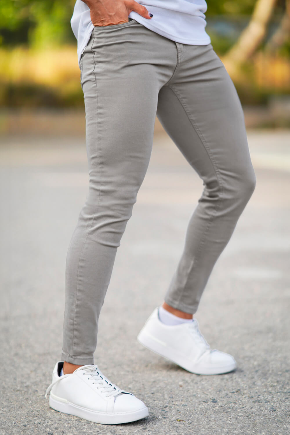 Jean Slim Homme Gris Clair