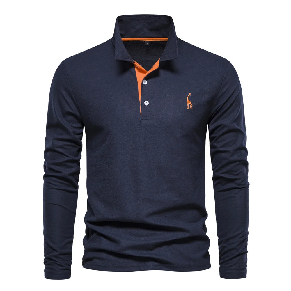 Polo homme pull à manches longues confortable