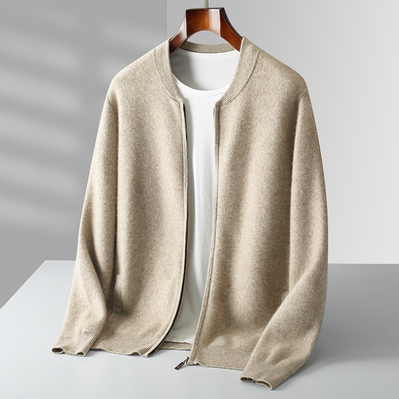 Cardigan Homme Laine Chaud et Élégant avec Fermeture Éclair