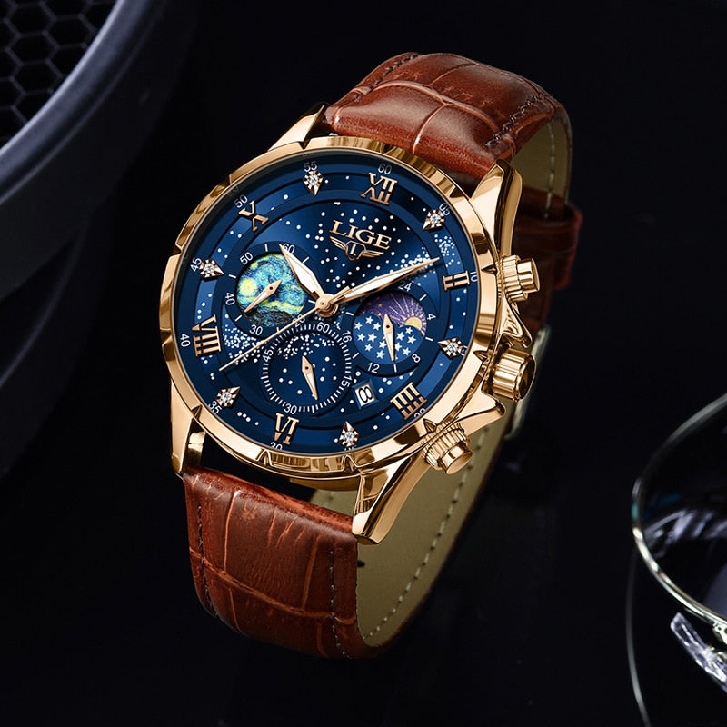 Montre Homme Élégante Cuir Brun