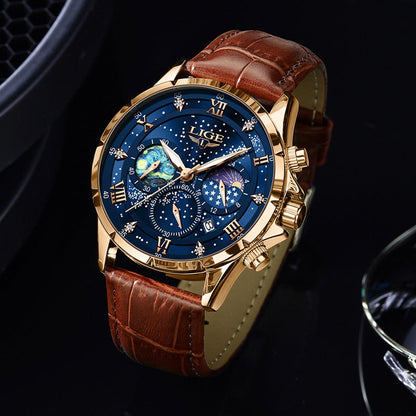 Montre Homme Élégante Cuir Brun