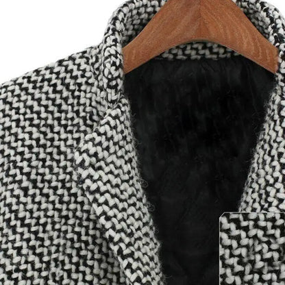 Manteau Écossais Hiver Noir et Blanc Doux - PanierRoyale