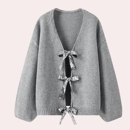 BETTY - Cardigan Classique avec Nœud pour Femmes