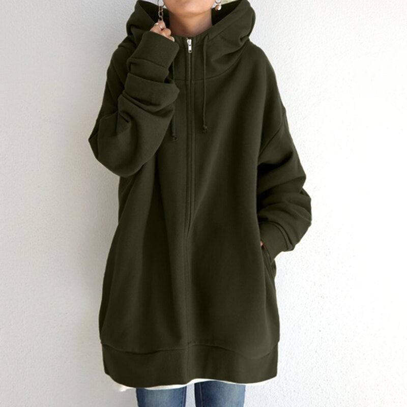 Sweat à capuche streetwear confortable avec poches et fermeture éclair