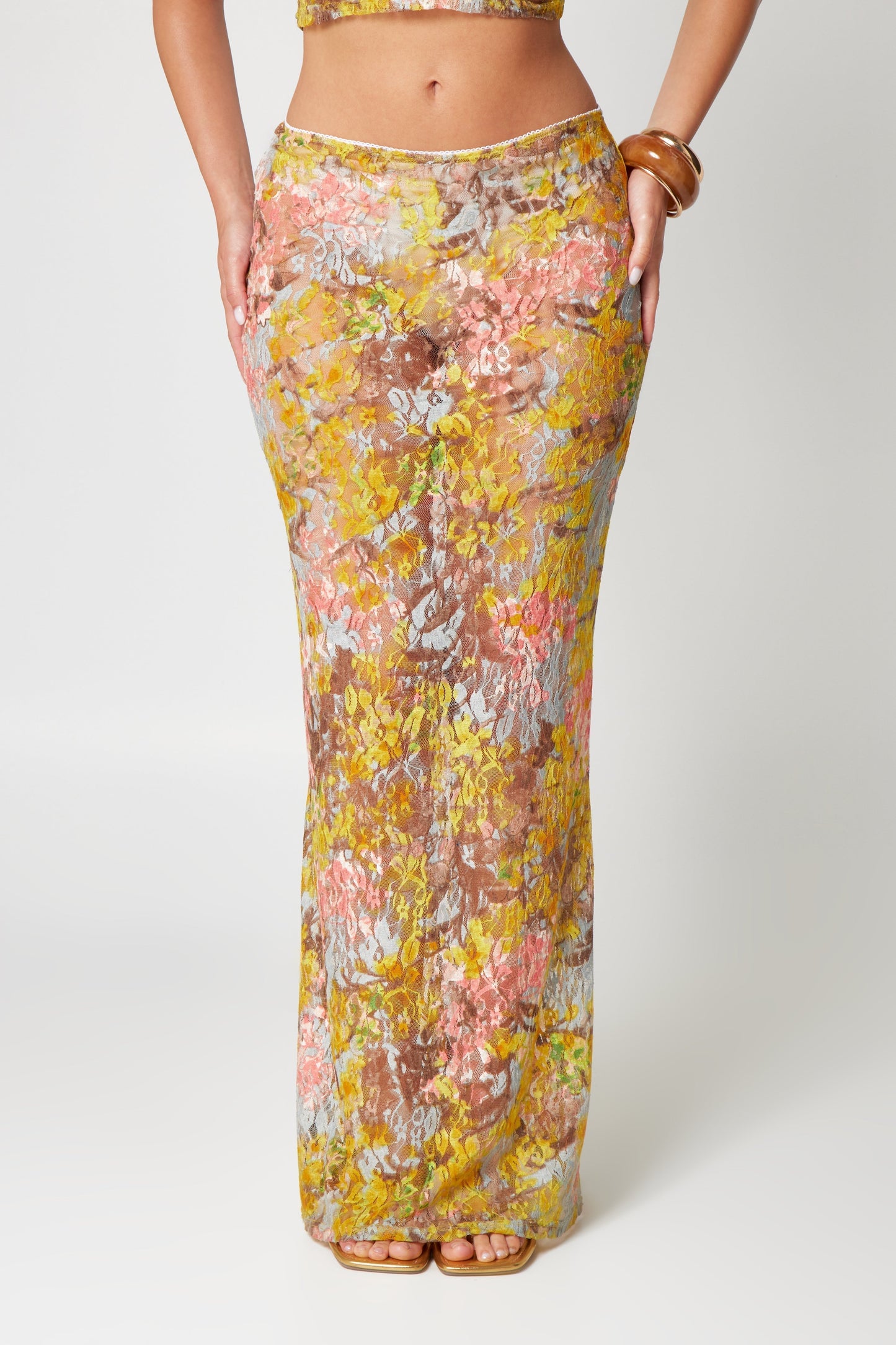 Ensemble Femme Haut Court et Jupe Longue Imprimé Fluide