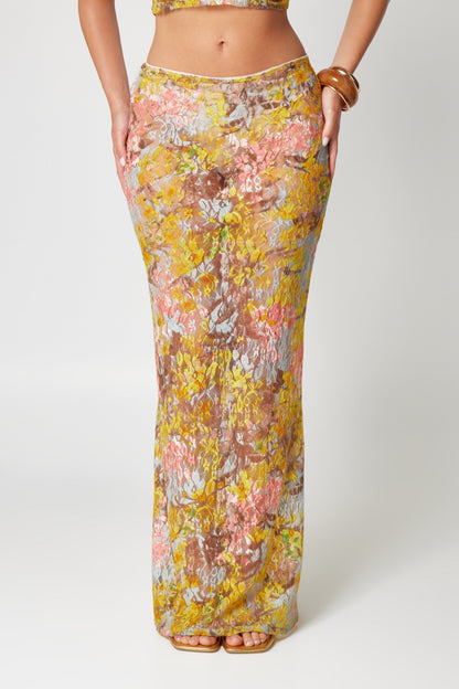 Ensemble Femme Haut Court et Jupe Longue Imprimé Fluide