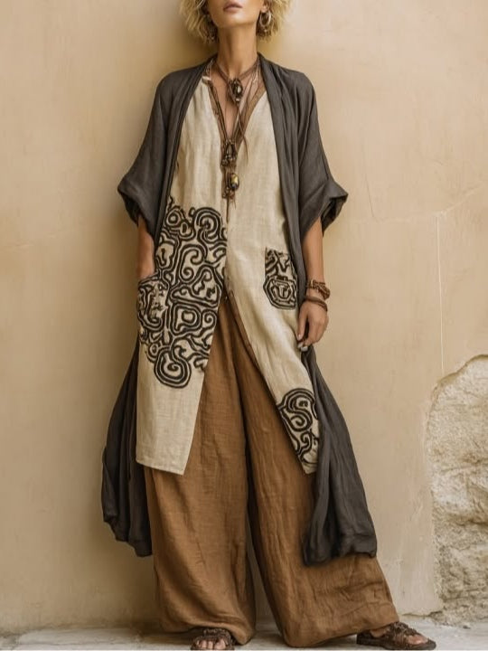 Ensemble Femme Trois Pièces Coton Coupe Ample Style Bohémien - PanierRoyale