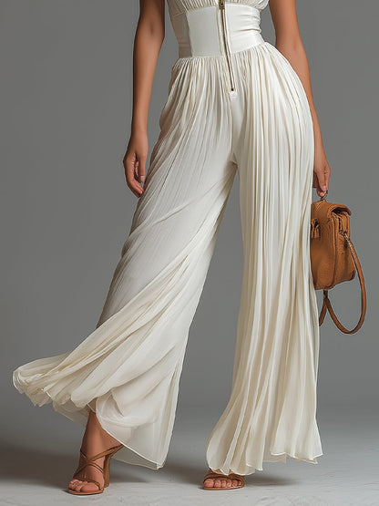 Combinaison Femme Plissée Jambes Larges Coupe Ample