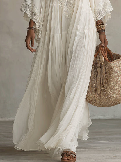 Robe longue Femme en Chiffon avec Dentelle Style Bohème