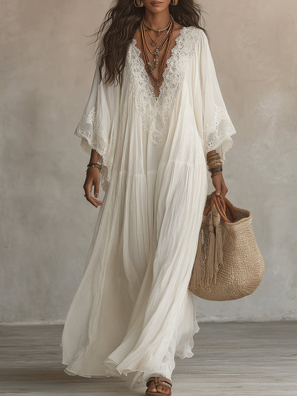 Robe longue Femme en Chiffon avec Dentelle Style Bohème