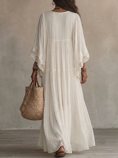 Robe longue Femme en Chiffon avec Dentelle Style Bohème