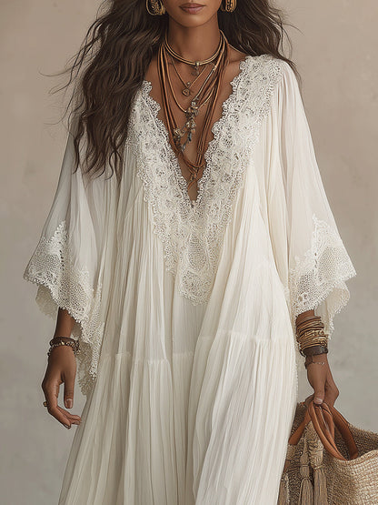 Robe longue Femme en Chiffon avec Dentelle Style Bohème
