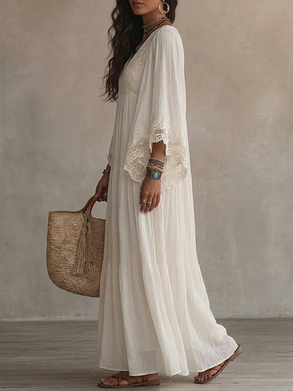 Robe longue Femme en Chiffon avec Dentelle Style Bohème