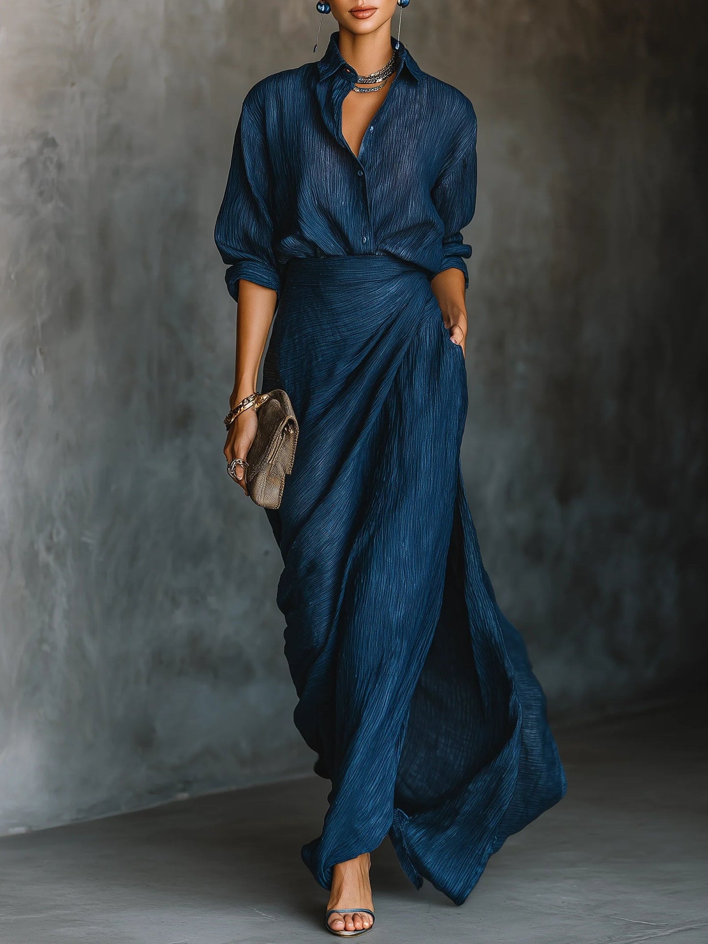 Robe Élégante Femme Ensemble Chemisier et Jupe Longue - BerlinGlamour