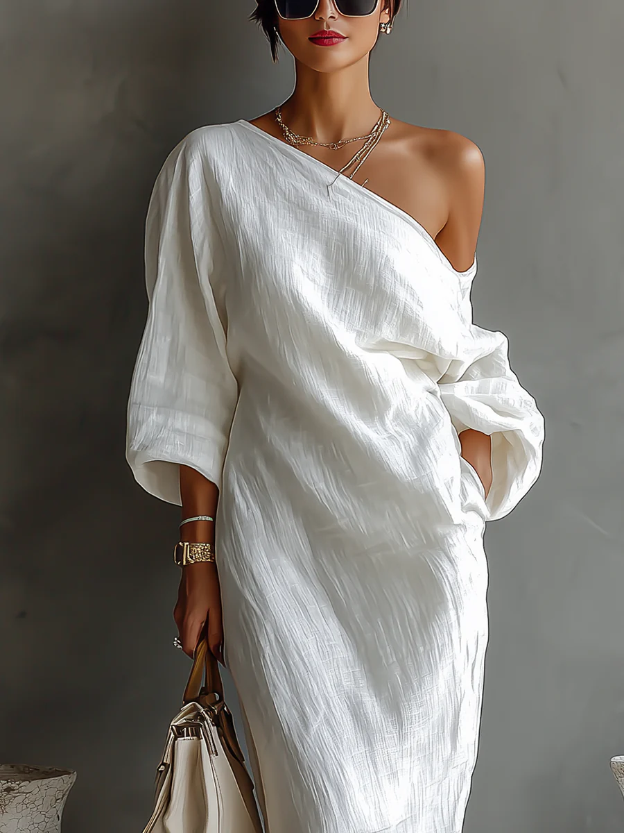 Robe maxi Femme Coupe asymétrique Une épaule