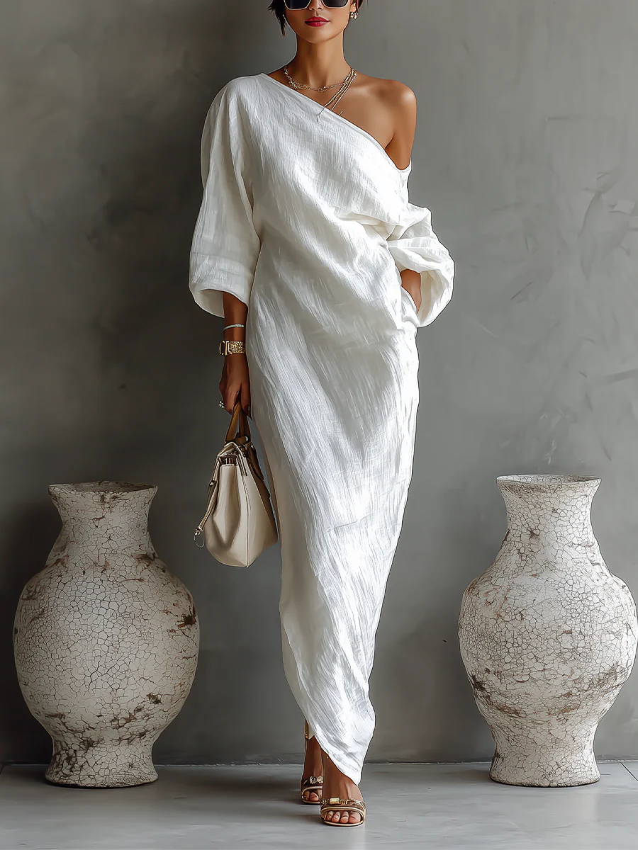 Robe maxi Femme Coupe asymétrique Une épaule - PanierRoyale