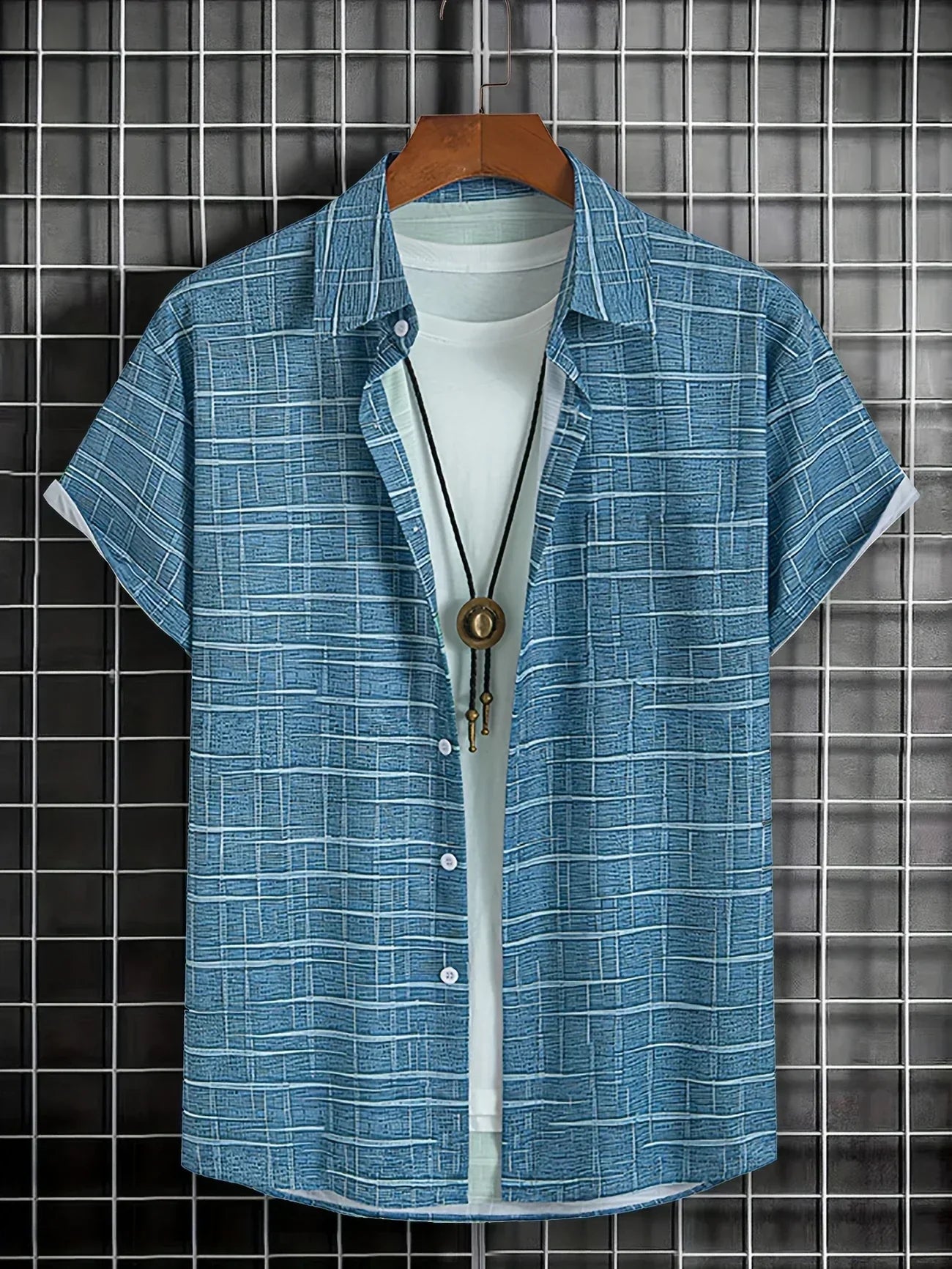 Chemise Homme Manches Courtes Carreaux Décontractée