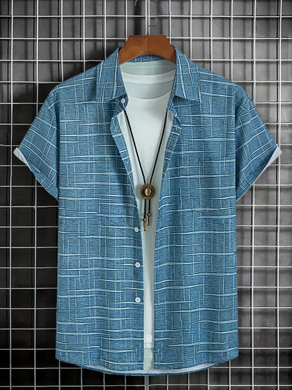 Chemise Homme Manches Courtes Carreaux Décontractée
