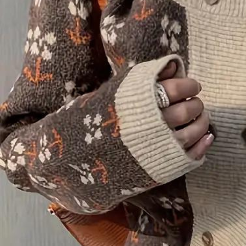 Cardigan Tricoté à Fleurs Élégant - vue 5