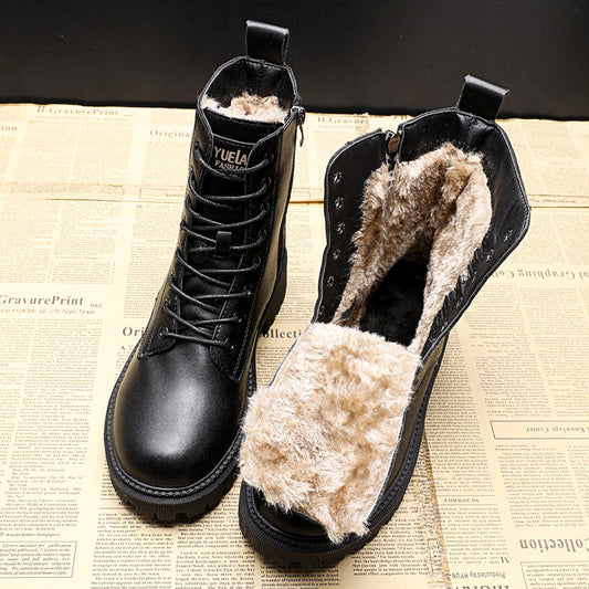 Bottes Femmes Cuir Noir Hiver Chaussures Élégantes - PanierRoyale