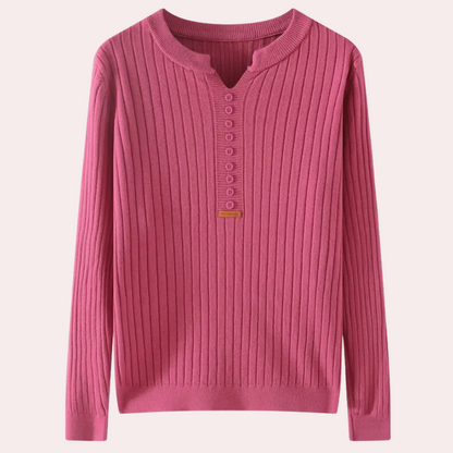 Pull Femme Col V Boutons Élégant