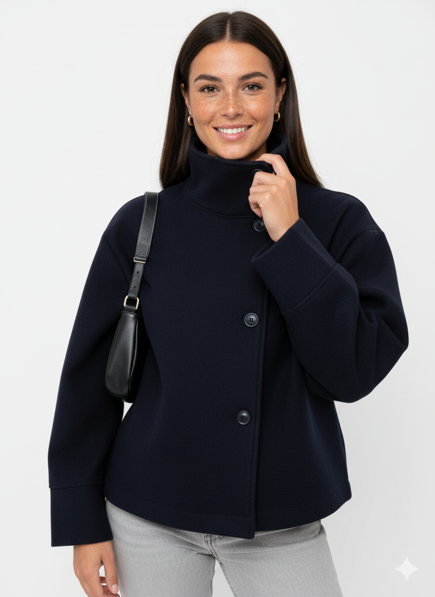 Veste Femme Chic - Manteau Court Élégant avec Col Montant - PanierRoyale